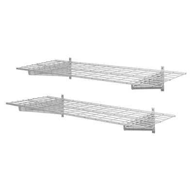 18 in. x 48 in. Metal Garage Wall Shelving in White (2-Pack)