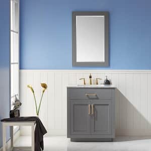 Ivy 30 in. Single Bathroom Vanity Set in Gray and Carrara White Marble Countertop with Mirror
