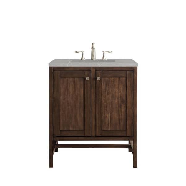 James Martin Vanities Addison 30 in. W x 23.5 in. D x 35.5 in. H Bath Vanity in Mid Century Acacia with Eternal Serena Quartz Top