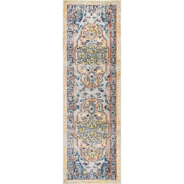 nuLOOM Corbett Vintage Boho Gray 3 ft. x 8 ft. Runner Rug