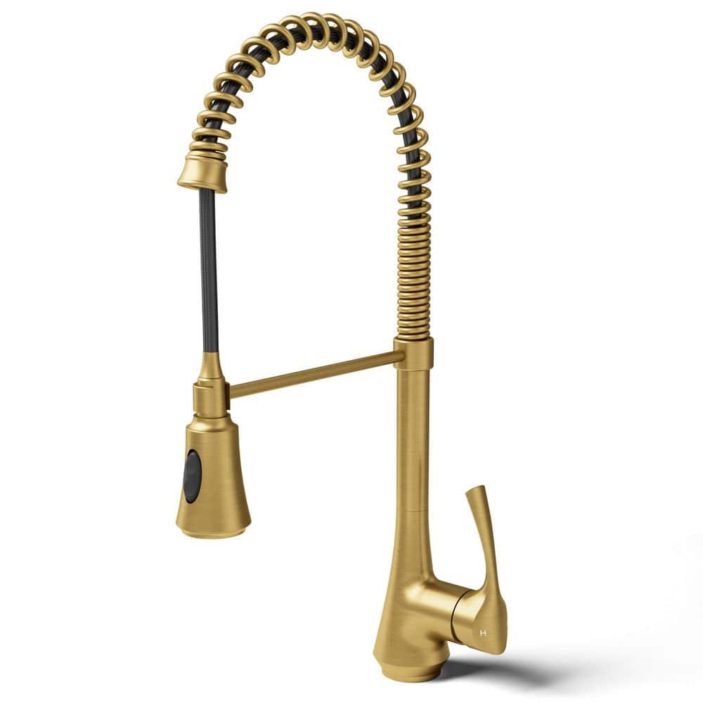 Single Handle 22.5 in. H Pull Down Sprayer Kitchen Faucet with 2-Function 360° Swivel Spout in Brushed Gold price history on PriceWatchPro
