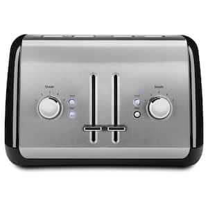 4-Slice Onyx Black Wide Slot Toaster with Crumb Tray