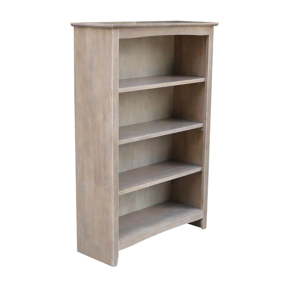 Transitional 48" Adjustable Gray Wood Shaker Bookcase