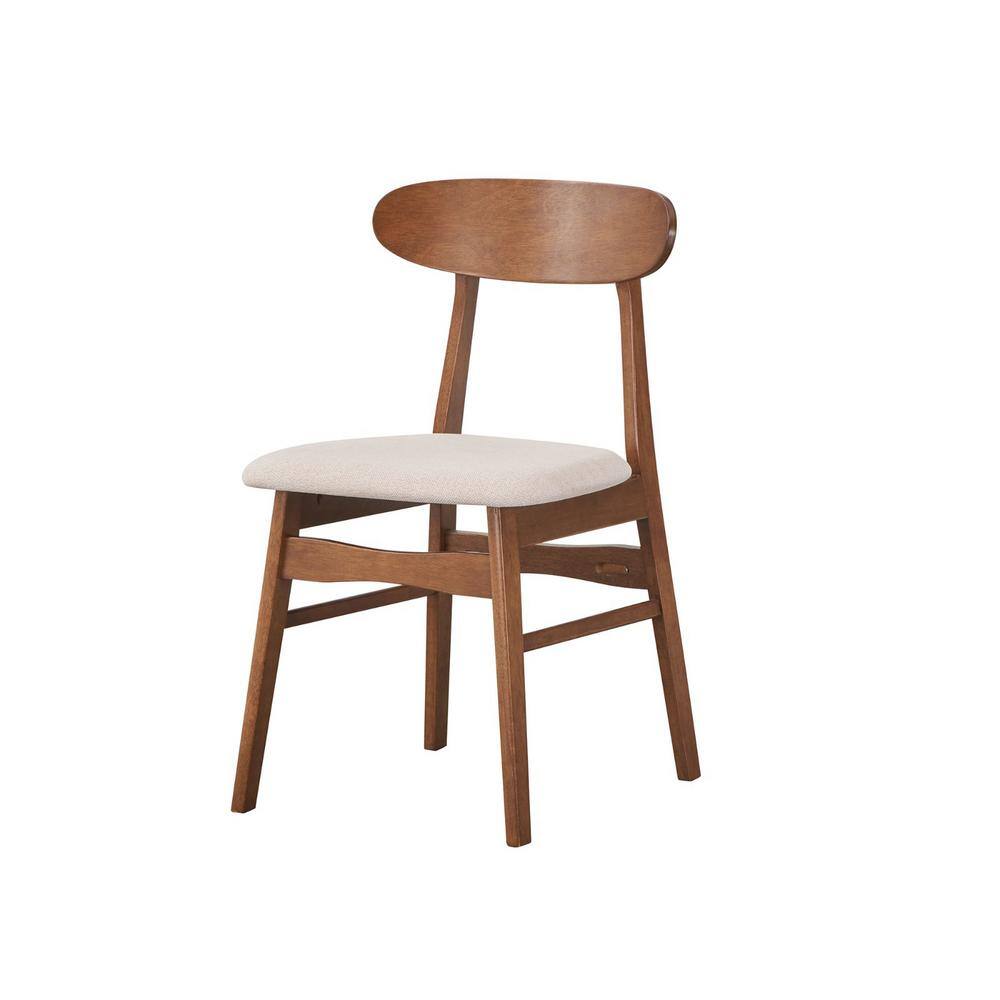 Natural Walnut Upholstered Mid-Century Modern Side Chairs (Set of 4)