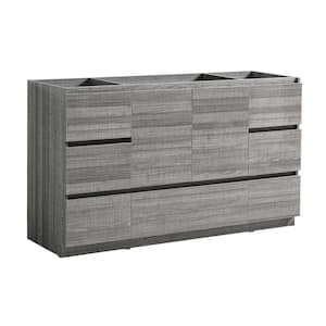 Lazzaro 60 in. Modern Bath Vanity Cabinet Only in Glossy Ash Gray