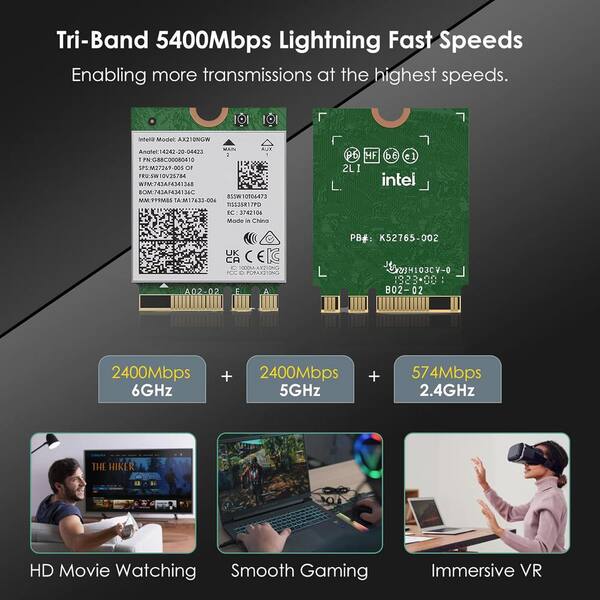 Vrbgify WiFi 6E Wireless Card Tri-Band 5400Mbps 2. 4GHz/5GHz