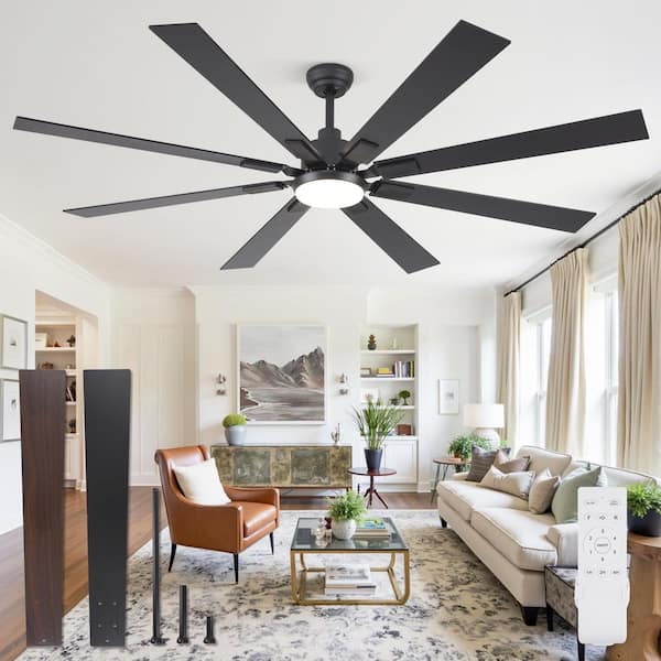 72 in. Indoor/Outdoor Matte Black DC Motor Ceiling Fan with Adjustable Integrated LED with Remote Included