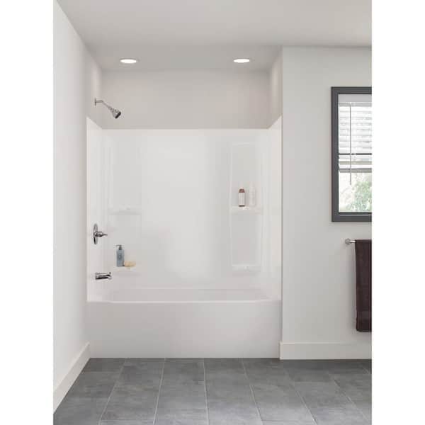 Pro-Series 60 in. W x 57 in. H Five Piece Glue Up Bathtub Surrounds in High Gloss White
