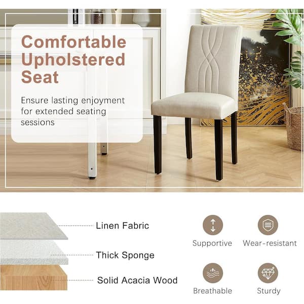 VECELO Upholstered Dining Chairs Set of 6 Beige Modern VECELO Upholstered Dining Chairs Set of 6 Beige Modern