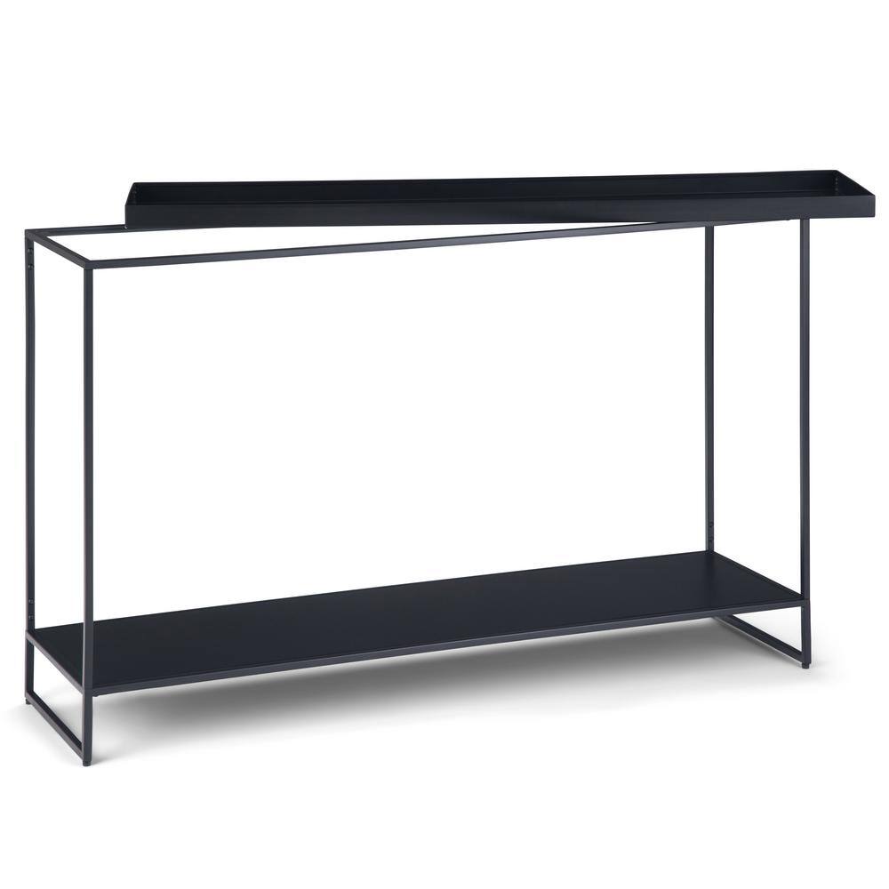 Garner Black Metal Tray Top Console Table with Storage