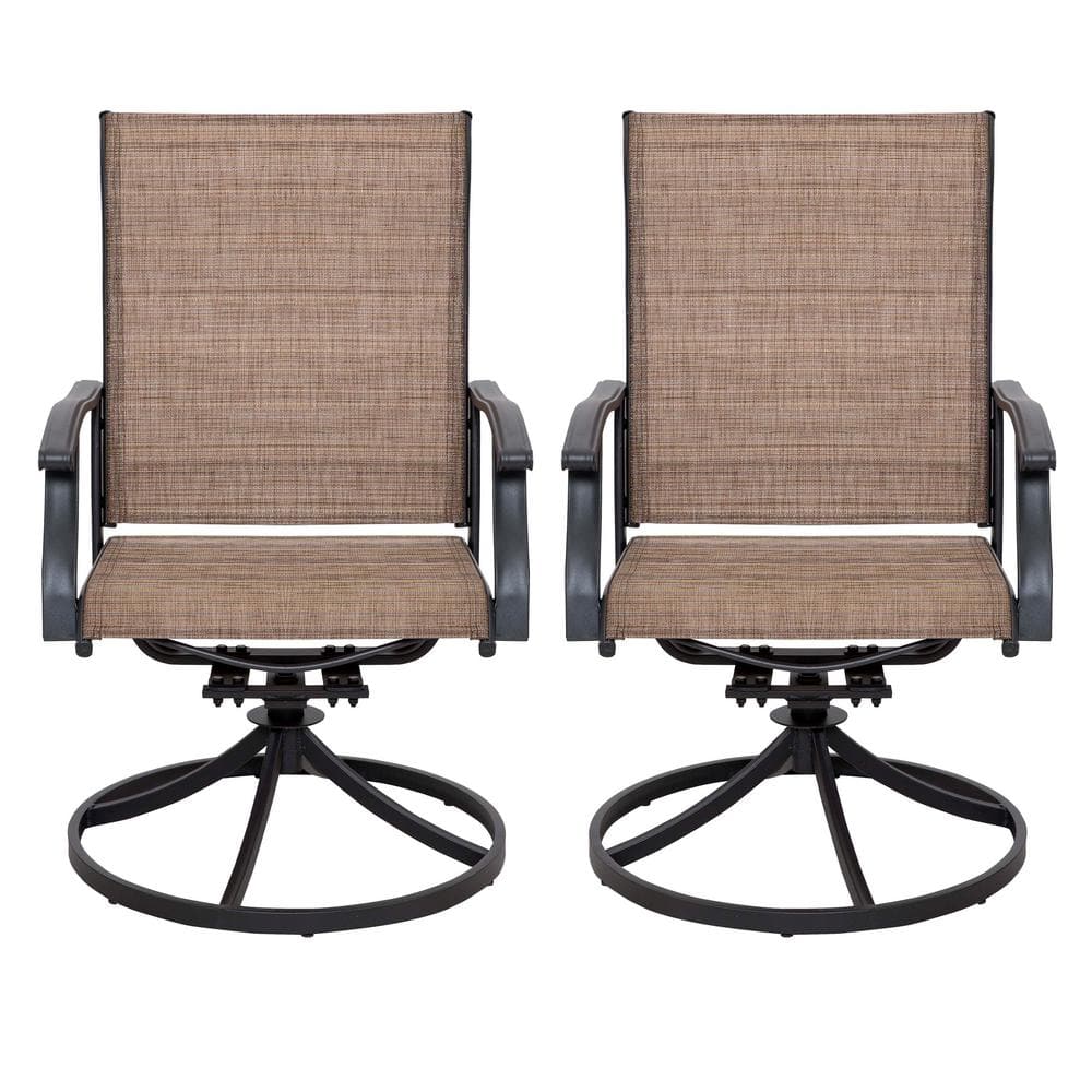 Nuu Garden 2-Piece Swivel Steel Sling Outdoor Patio Dining Chairs ...