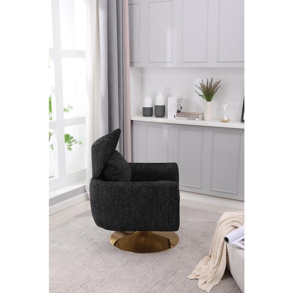 Black Linen Classic Mid Century 360 Swivel Accent Chair for Living Room Bedroom