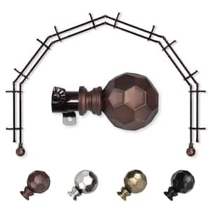 13/16'' Dia Adjustable 6-Sided Double Bay Window Curtain Rod 28 to 48'' (each side) with Elliana Finials in Cocoa
