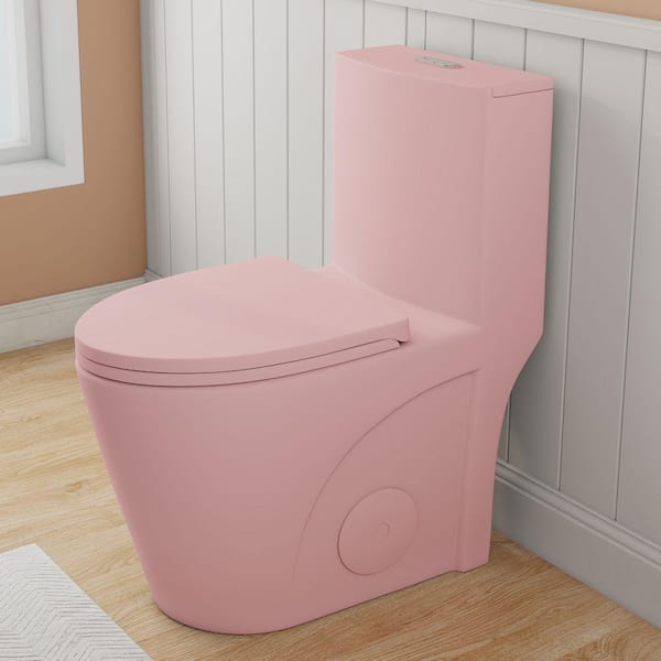 Flynama Pink Tornado Dual Flush One-Piece Toilet, 12 Inch S-Trap