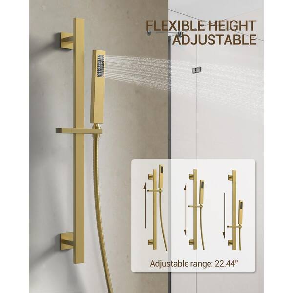 YAWWALK Thermostatic Valve 15-Spray 16 and 6 in. Dual Ceiling