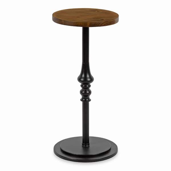 Kate and Laurel Stratton 12.00 in. Rustic Brown Round Wood End Table