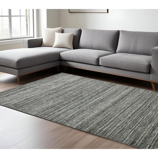 12 ft. x 15 ft. Multi-Colored Wool Striped Hand Woven Area Rug