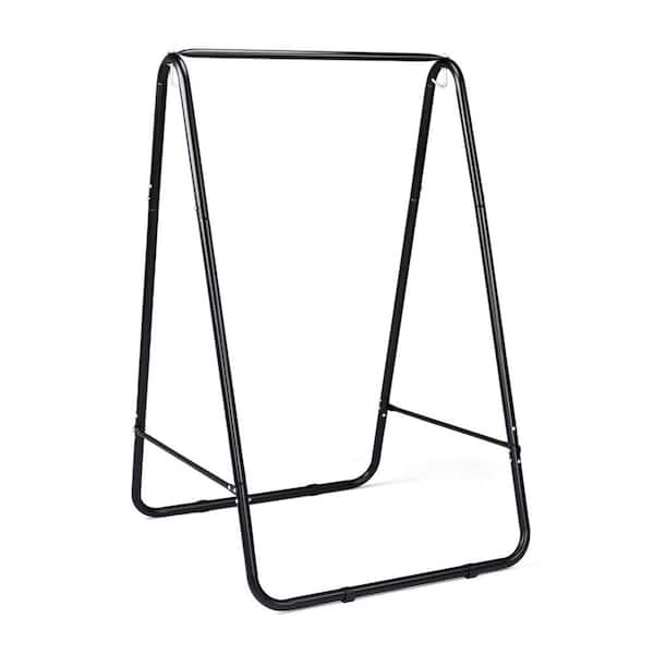 Karl home 5 ft. Metal Hammock Stand in Black With 2 Hooks For Indoor Outdoor