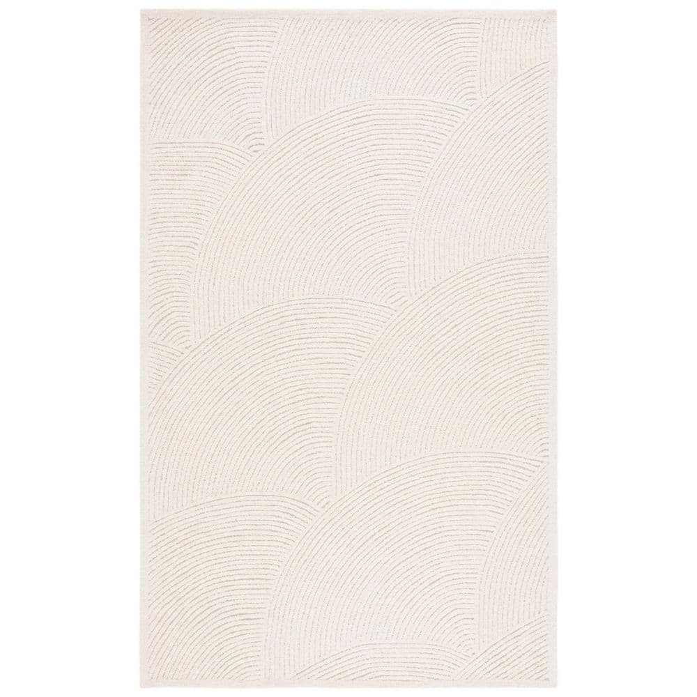 Ivory Geometric Hand-Tufted Wool 5' x 8' Rug