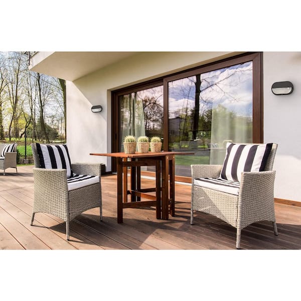 Nautical Oblong Eyelid Black Outdoor Hardwired Bulkhead Sconce with 4000K LED Bulb and Frosted Diffuser