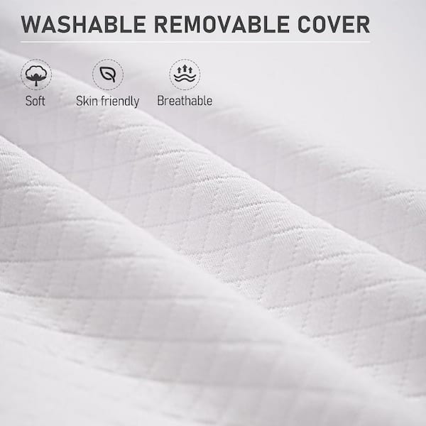 7.5 in. H Bed Wedge Pillow Cushion Guard White-Queen Rectangular Outdoor Bolster Pillow with White Fringe (1-Pack)