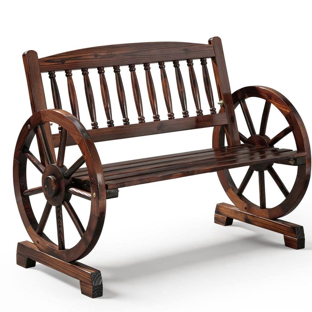 4.15 in. Rustic Wagon-Inspired Dark Brown Solid Wood Patio Bench price history on PriceWatchPro