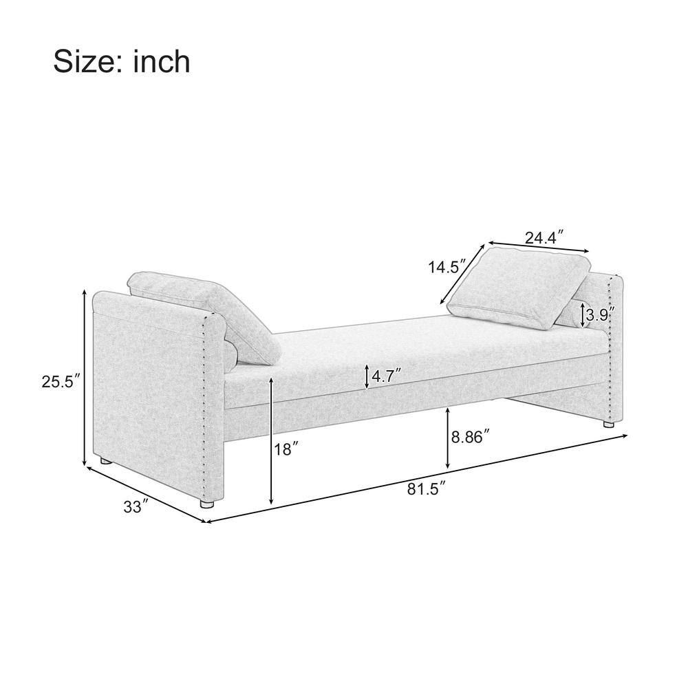 Pink Linen Upholstered Chaise Lounge with Wood Frame