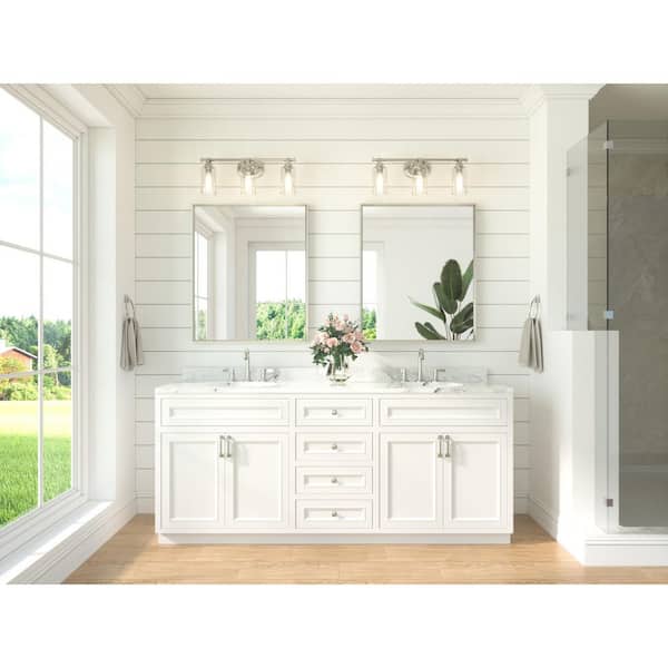 30 in. W x 36 in. H Rectangle Aluminum Framed Wall Bathroom Vanity Mirror in Brushed Nickel