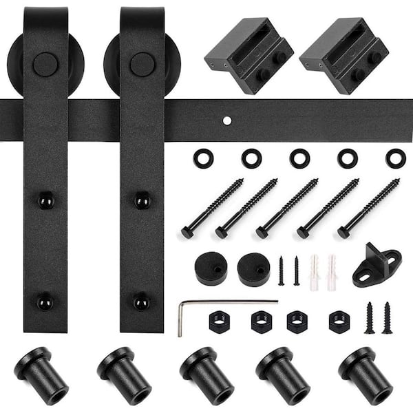 Movisa 6.6 ft. J-Shaped Sliding Barn Door Hardware Kit Y-MVW2294 - The ...