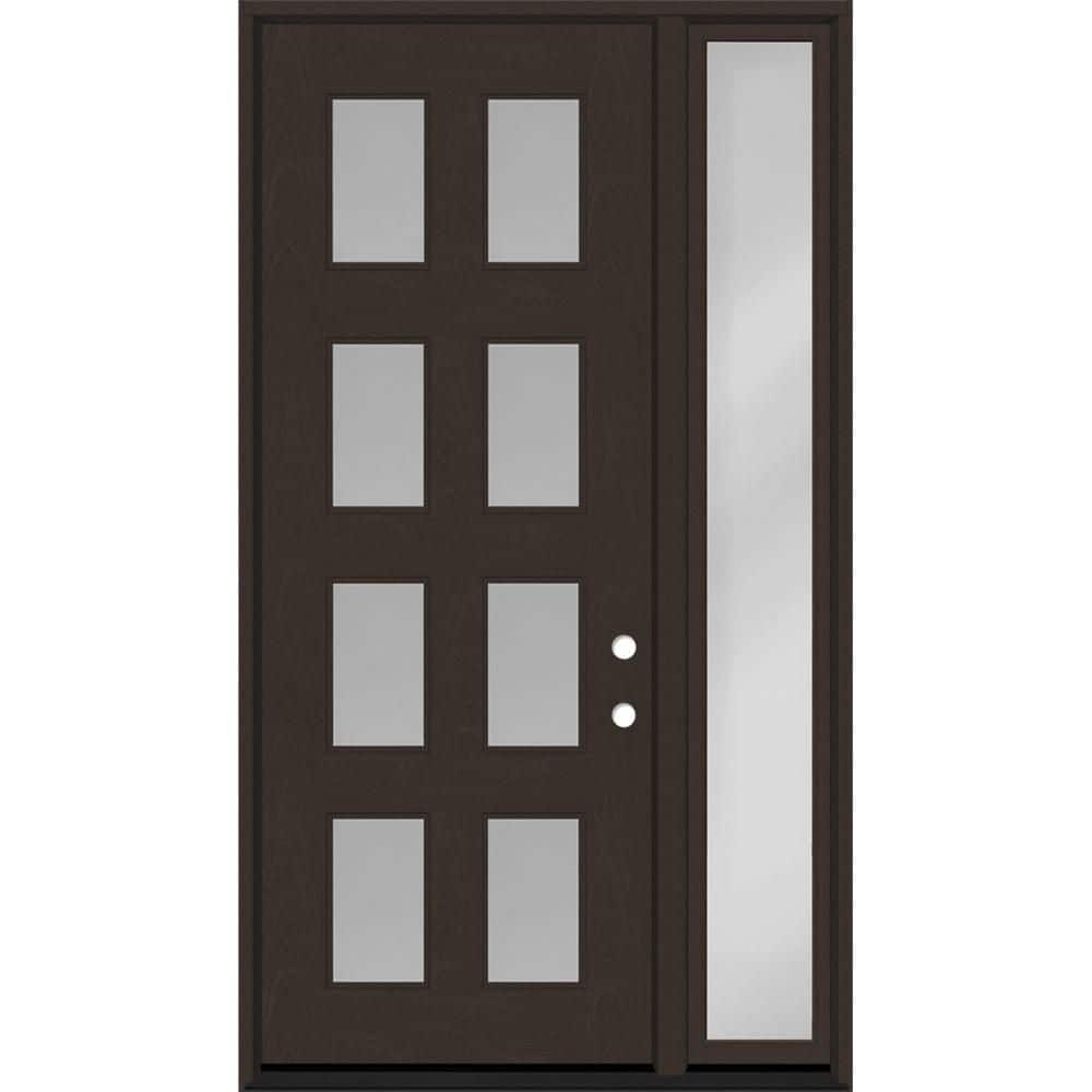 Regency 49 in. x 96 in. 8L Modern Clear Glass RHOS Hickory Stain Fiberglass Prehung Front Door w/Clear 10 in. SL 6-9/16 price history on PriceWatchPro