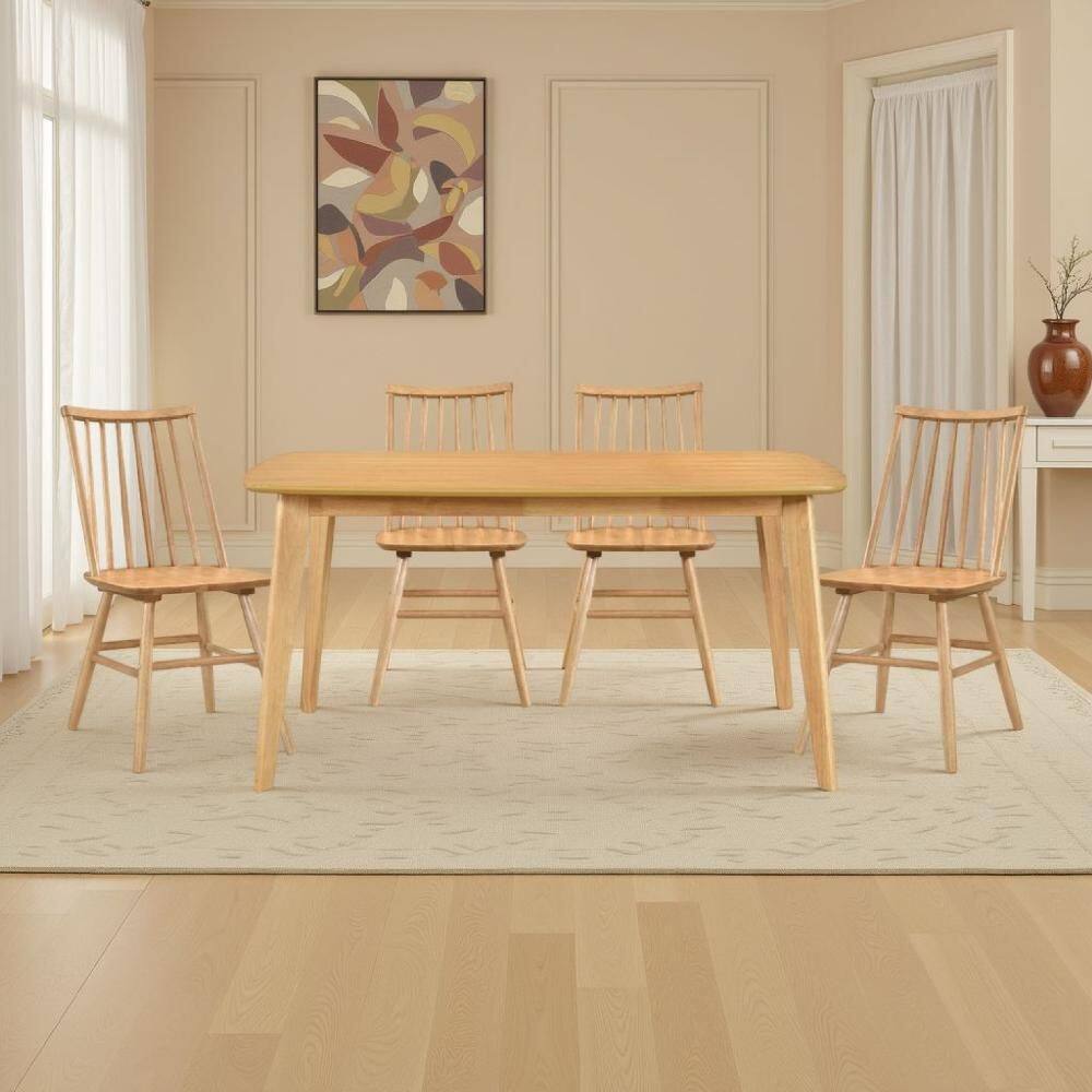 Jadie Natural Oak Brown Wood 59.5 in. 4-Legs Base Dining Table Seats 6 price history on PriceWatchPro