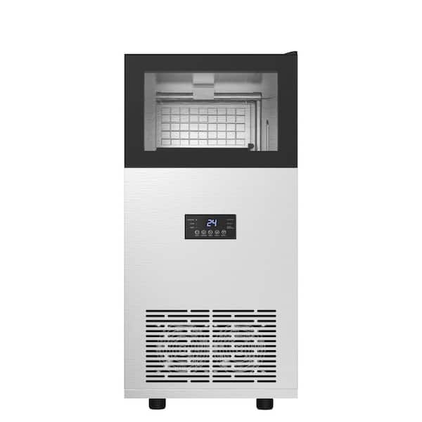 Commercial Ice Maker 130 lb. /24 H Freestanding Ice Maker Machine with 35 lb. Storage and Essential Accessories, Silver