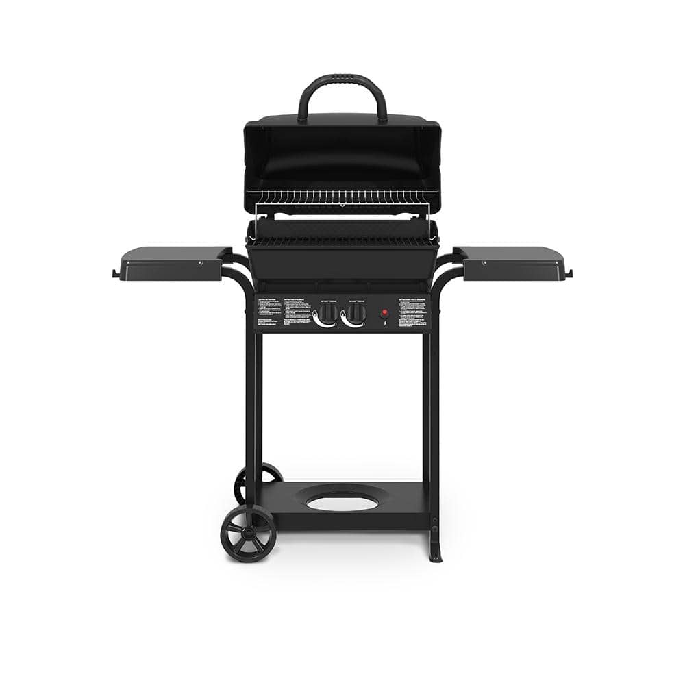 Huntington Black 2-Burner Propane Gas Grill with Side Shelves