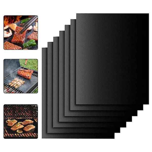 Dyiom Black 7-Peice 100% Non-Stick BBQ Grill Mats&Baking Mats with Heavy Duty, Cooking Accessories