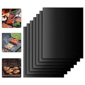 Black 7-Peice 100% Non-Stick BBQ Grill Mats&Baking Mats with Heavy Duty, Cooking Accessories