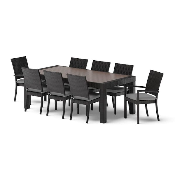 Deco 9-Piece Wicker Outdoor Dining Set with Sunbrella Charcoal Gray Cushions