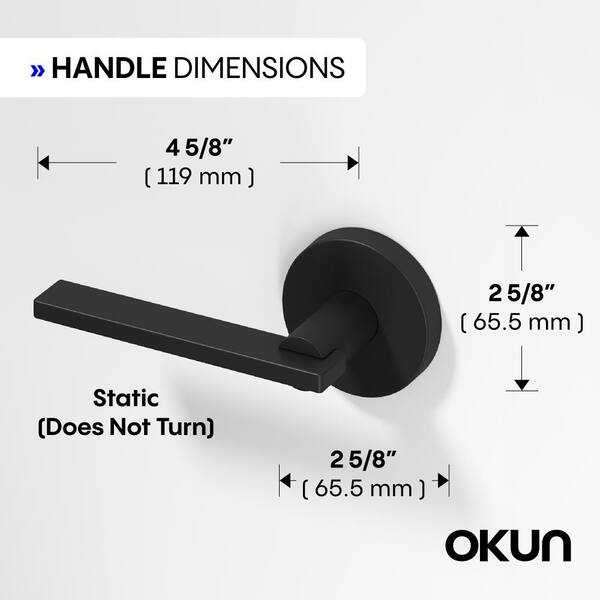 Okun Valli Metal Matte Black Dummy Door Handle with Round Rosette