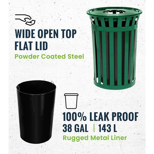 Alpine Industries 38 Gal. Green Outdoor Metal Slatted Commercial
