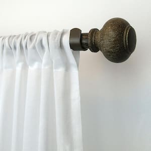 Rhinebeck 48 in.- 86 in. Adjustable 1 in. Single Curtain Rod in Antique Walnut with Ball Finial