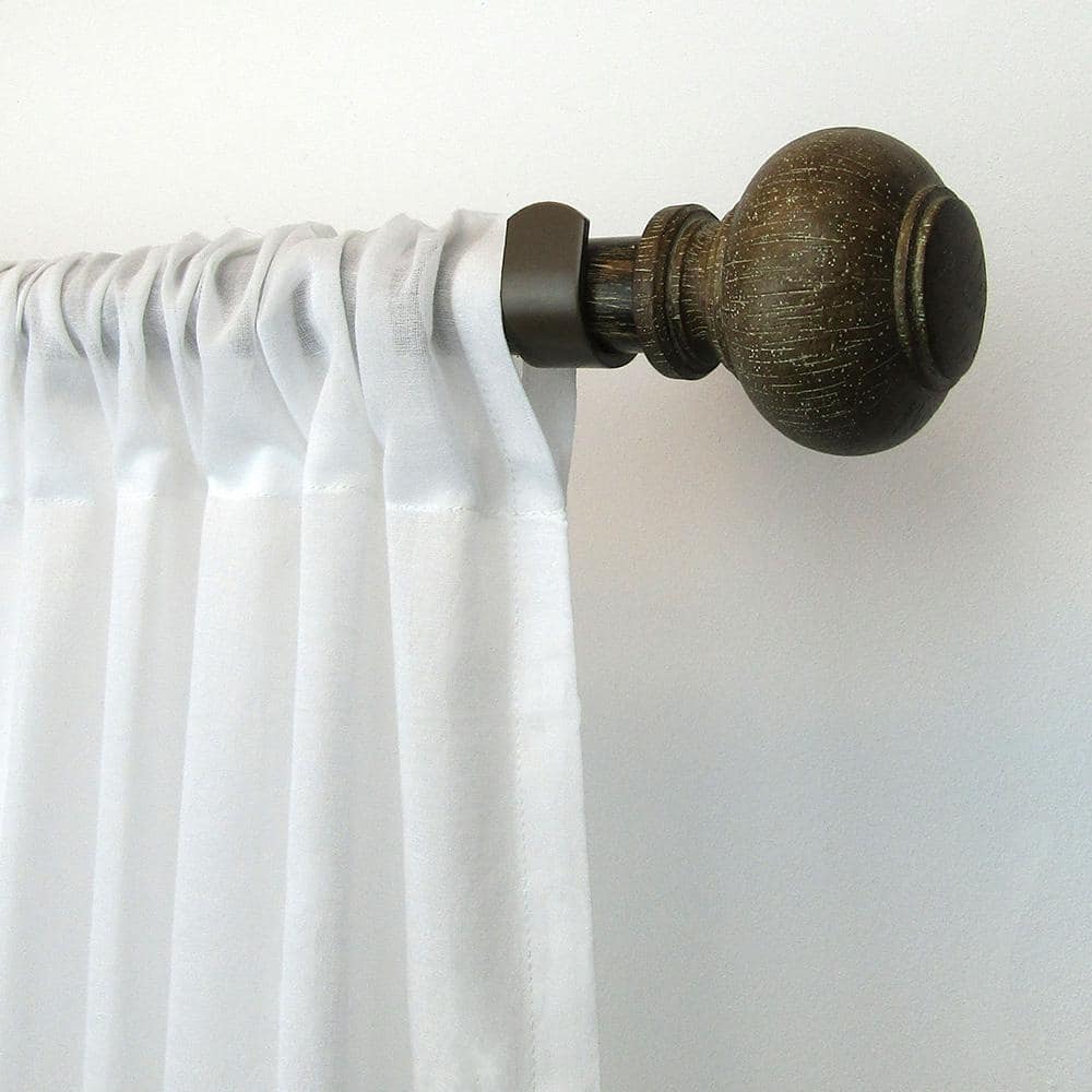 Rhinebeck 86 in. - 120 in. Adjustable 1 in. Single Curtain Rod in Antique Walnut with Ball Finial price history on PriceWatchPro