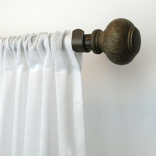 Elrene Rhinebeck 86 in. - 120 in. Adjustable 1 in. Single Curtain Rod in Antique Walnut with Ball Finial