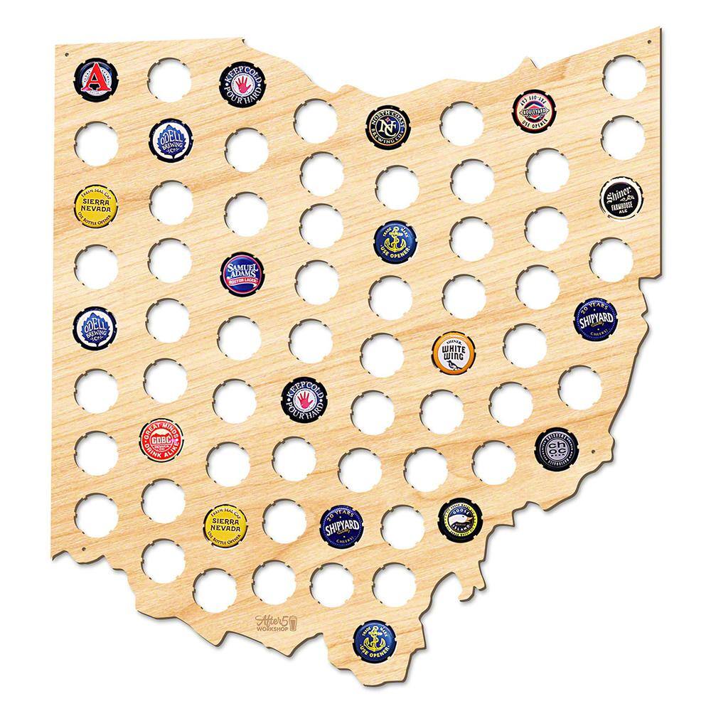 All 50 States Beer Cap Maps Skyline Workshop OHPFB Ohio Beer Cap Map OH Glossy Wood 