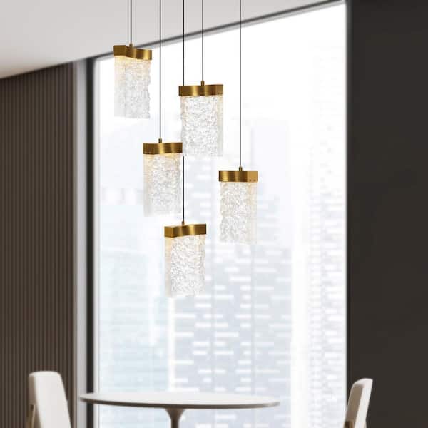 Lava 5-Light Integrated LED Brass Mini Pendant Light