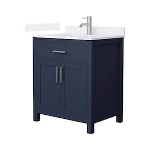 Beckett 30 in. Single Freestanding Dark Blue Bath Vanity with White Quartz Top (Assembled)