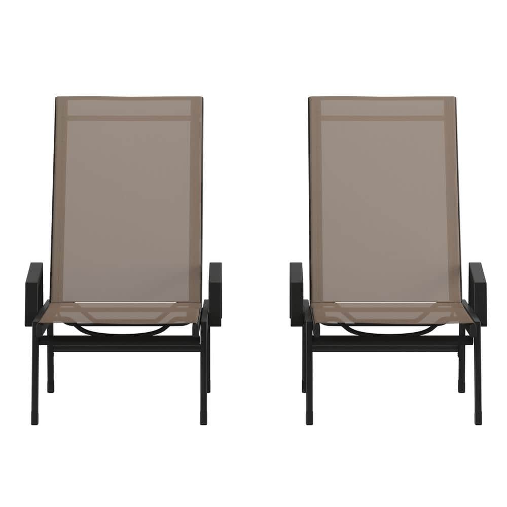 Brazos Black Weather Resistant Steel Outdoor Chaise Lounge Chairs in Brown (Set of 2) price history on PriceWatchPro