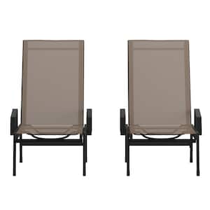 Brazos Black Weather Resistant Steel Outdoor Chaise Lounge Chairs in Brown (Set of 2)