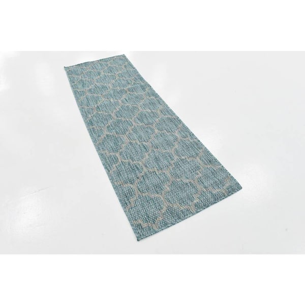 Outdoor Trellis Aquamarine 2' 0 x 6' 0 Runner Rug