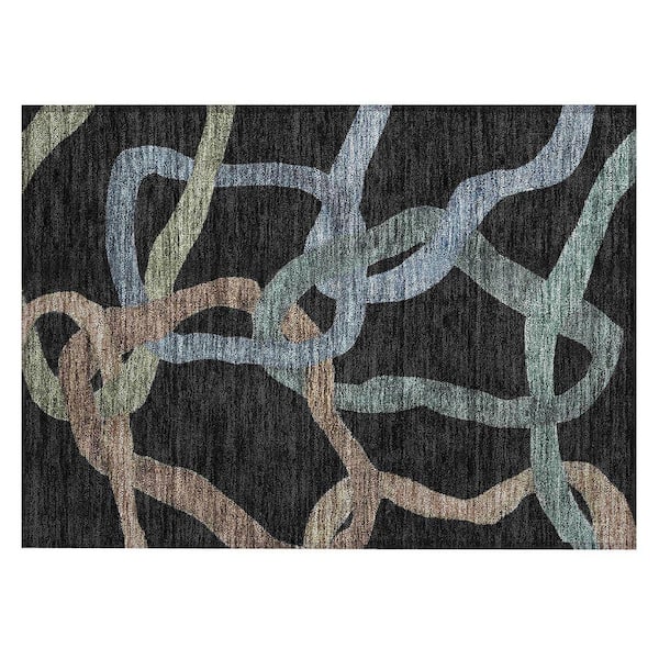 Chantille Machine Washable Indoor/Outdoor Abstract ACN2394 Black 2 ft. x 3 ft. Accent Rug