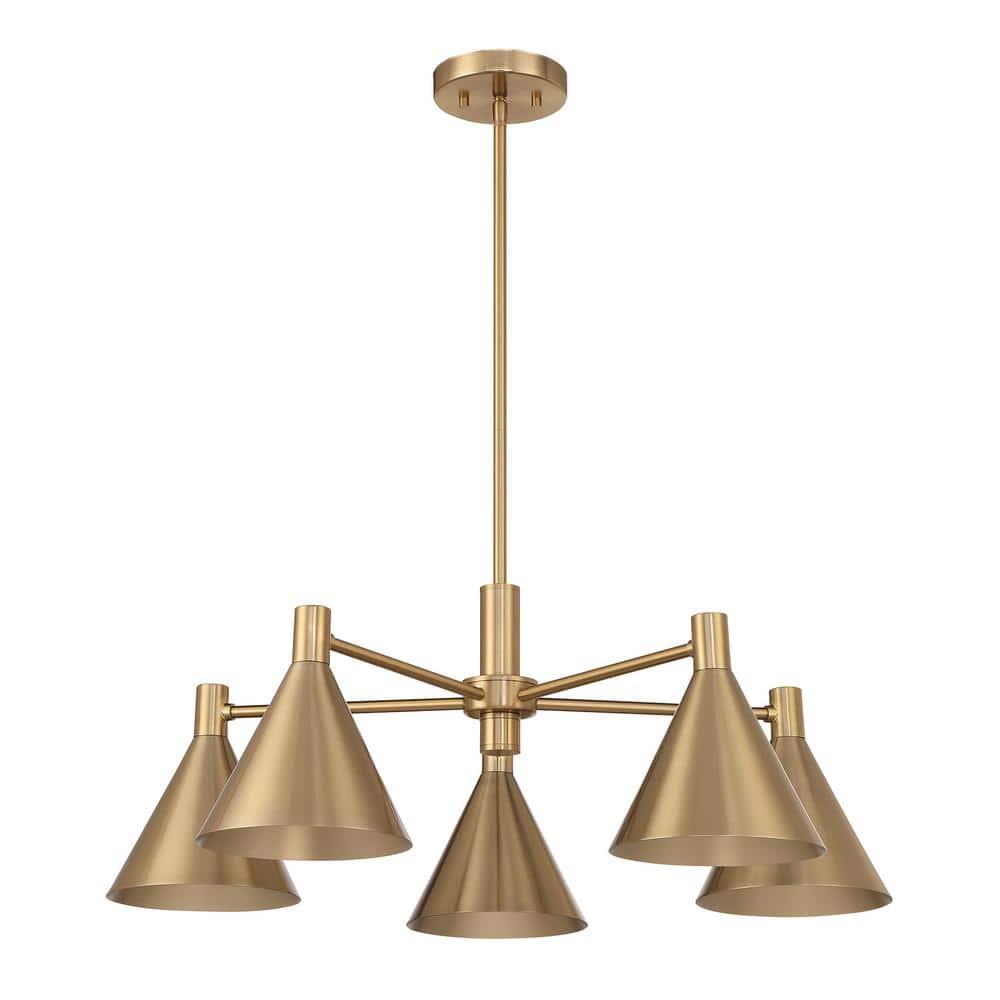 Noble Brass 5-Light Adjustable Metal Chandelier
