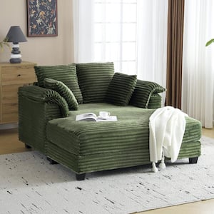 56 in. Olive-Green Corduroy Velvet Full Size Sofa Bed